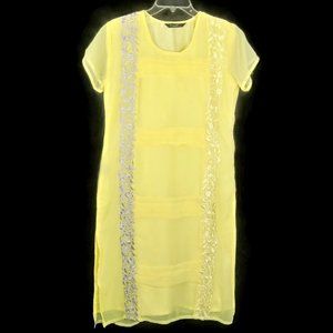 Feminista Yellow Embroidered Dress